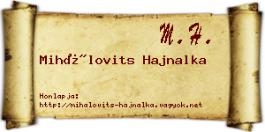 Mihálovits Hajnalka névjegykártya